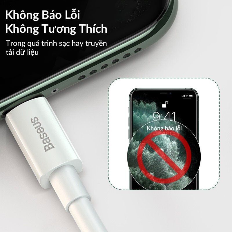 Combo 2 Sợi Cáp Sạc iPhone Baseus Simple Wisdom Data Cable Kit, USB to Lightning, Sạc Nhanh 2.4A, Dây Cáp Dài 1.5M