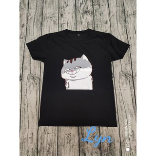 Áo thun tay ngắn nam nữ in hình mèo cười đểu
