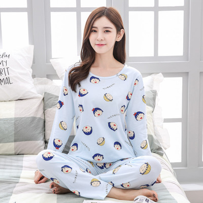Set Đồ Ngủ Dài Vải Lụa In Họa Tiết Dễ Thương Cho Nữ