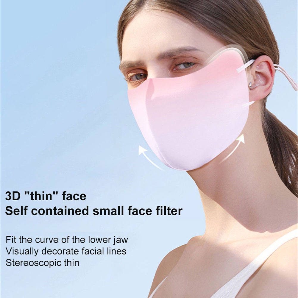 Khẩu Trang Chống Nắng Vải Lụa Lạnh Mỏng Thoáng Khí Họa Tiết 3D