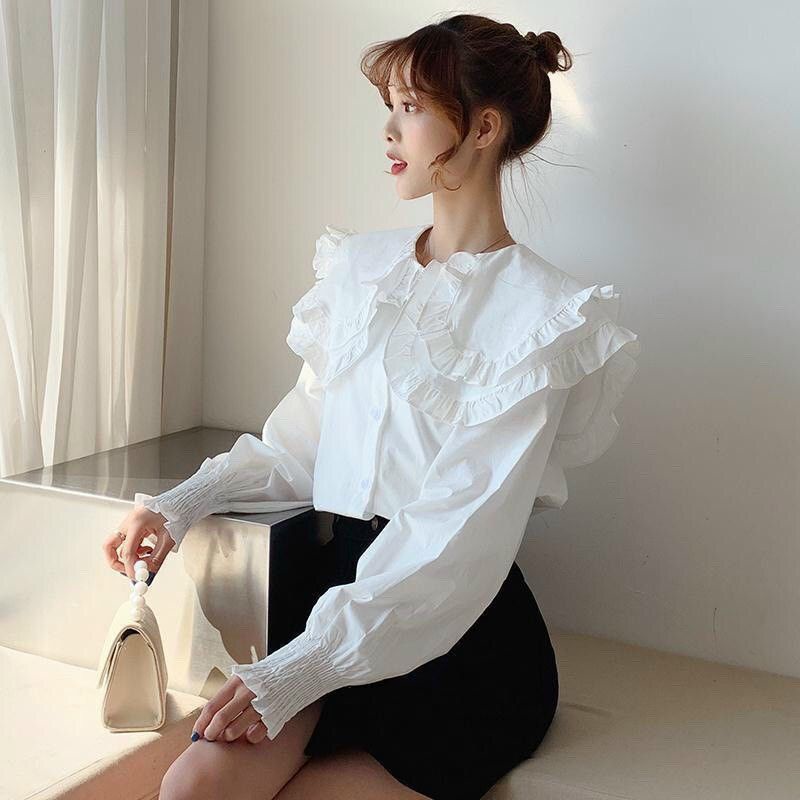 Áo sơ mi CỔ SEN P-C vải kate Hàn siêu xinh A.003