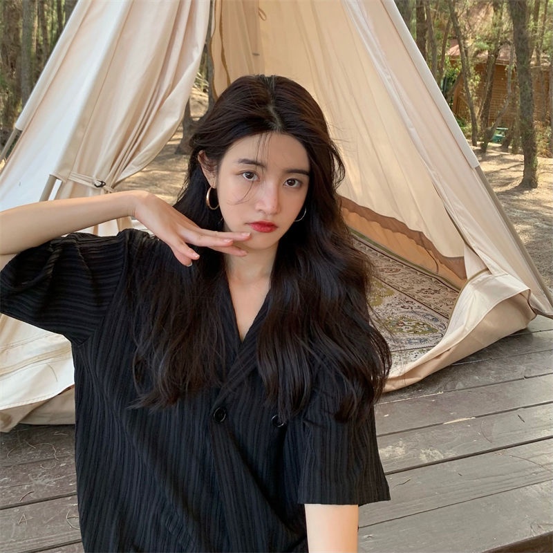 Áo Sơ Mi Tay Ngắn Dáng Rộng Mỏng Thời Trang Mùa Hè Phong Cách Hàn Quốc Mới Cho Nữ