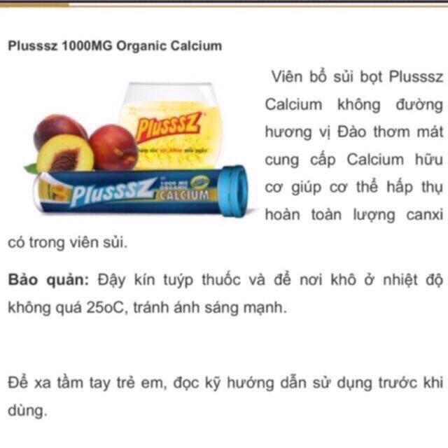 Viên sủi Plusssz calcium cung cấp calci cho cơ thể