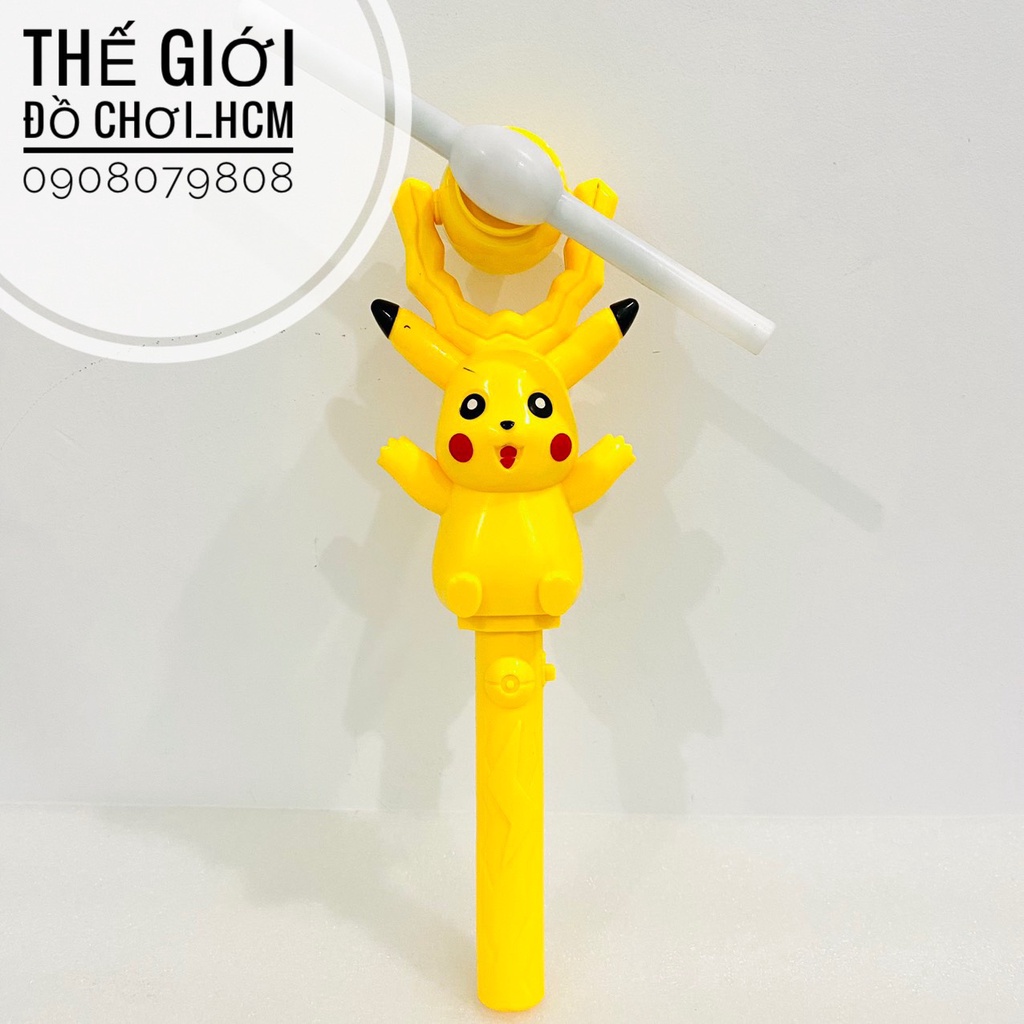 Đồ chơi cây quay pikachu gậy flash có nhạc đèn phát sáng dành cho bé đi công viên đi biển