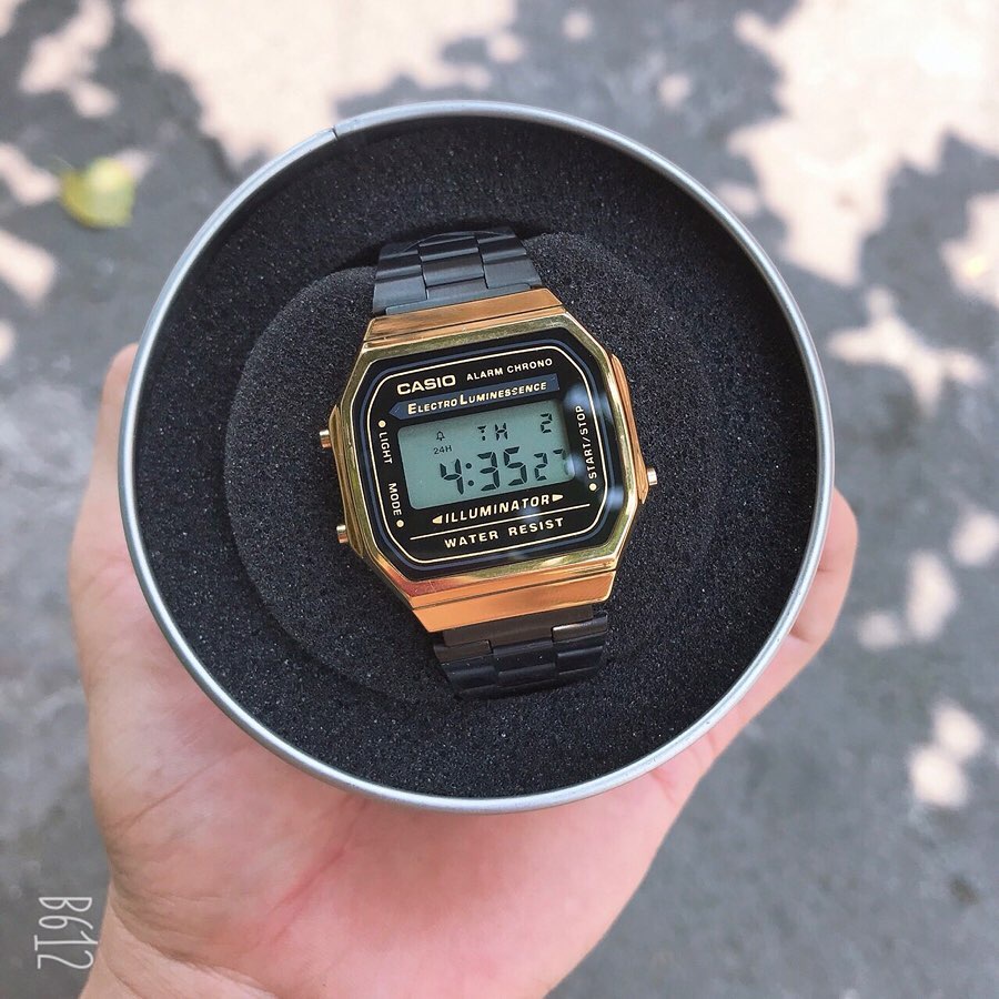 Đồng hồ nam Casio A168 Full Box cổ điển, chống nước, dây thép không gỉ, cá tính - haizz.shop