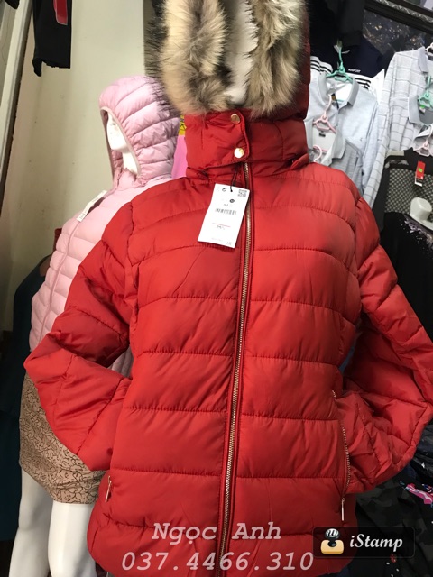 Áo phao Bershka mũ lông