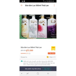 Sữa tắm trắng da hương hoa Lux Thái Lan 500ML