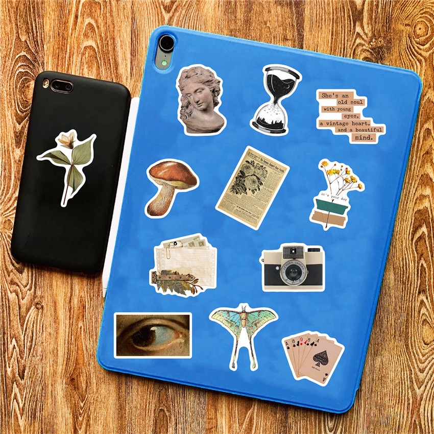 Bộ 100 Cái/Bộ ❉ Miếng Dán Trang Trí Phong Cách Retro Độc Đáo ❉ Sticker Dán Tường Chống Thấm Nước Thời Trang