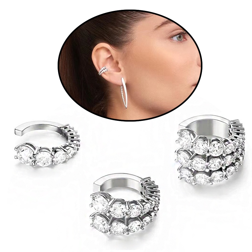 Khuyên Tai Chữ C Đính Đá Lấp Lánh Thời Trang