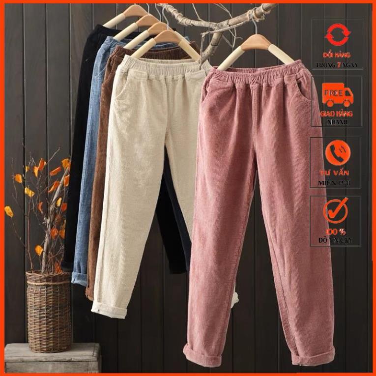 Quần Baggy Bigsize Chất Nhung Tăm Cạp Chun Kiểu dáng Hàn Quốc Dễ Phối Đồ mã 70
