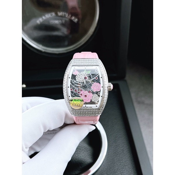 FRANK MULLER V32 ABF Thuỵ Sĩ - Đồng Hồ Nữ Thiết Kế Mặt Hoa Hồng - BH 24 Tháng