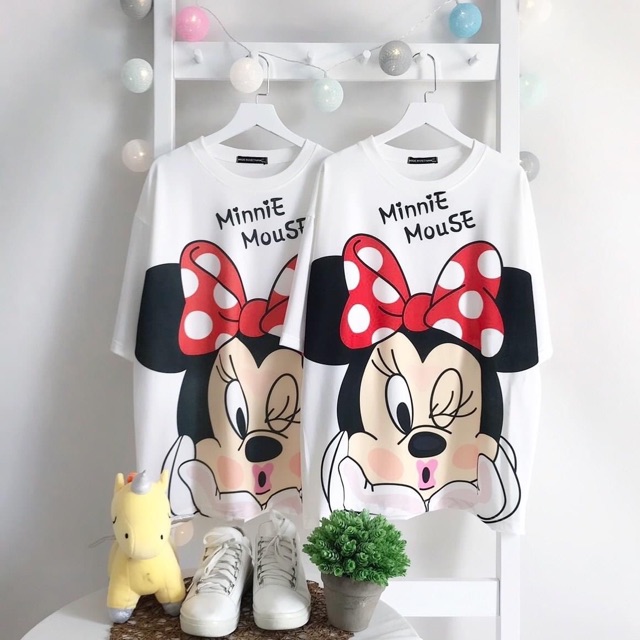 Áo Thun OverSize 3D Unisex Tay Lở Chuột Mickey-Minnie/Set Chuột Mickey-Minnie