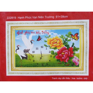 Tranh thêu chữ thập đồng hồ hạnh phúc vạn niên trường 222819