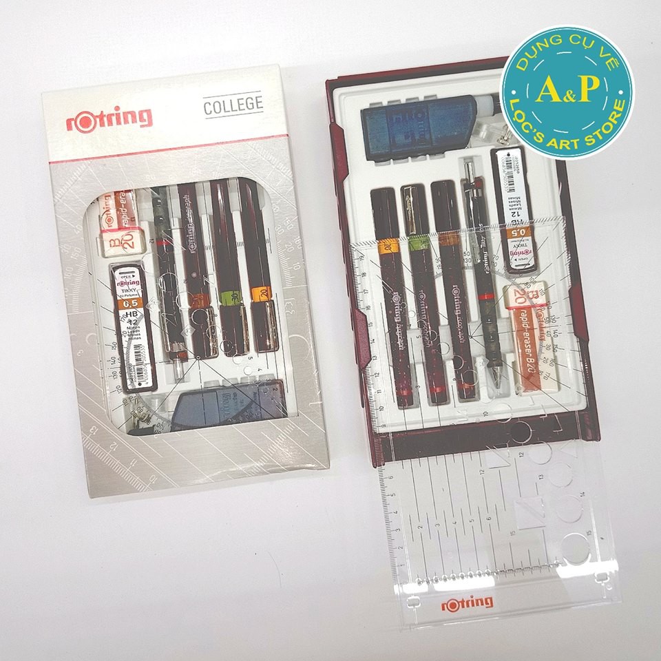 Bút kim kĩ thuật Rotring (Bộ 3 bút + phụ kiện)