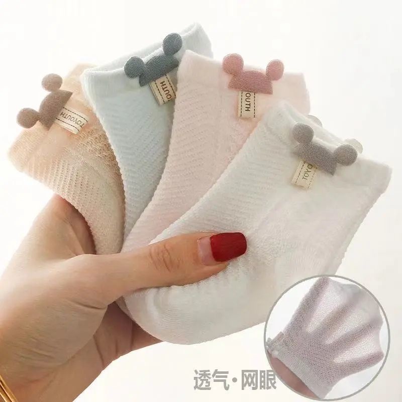 [Hàng Có Sẵn] Vớ Cotton Nguyên Chất Phối Lưới Mỏng Thoáng Khí Mùa Hè Dễ Thương Cho Bé Sơ Sinh
