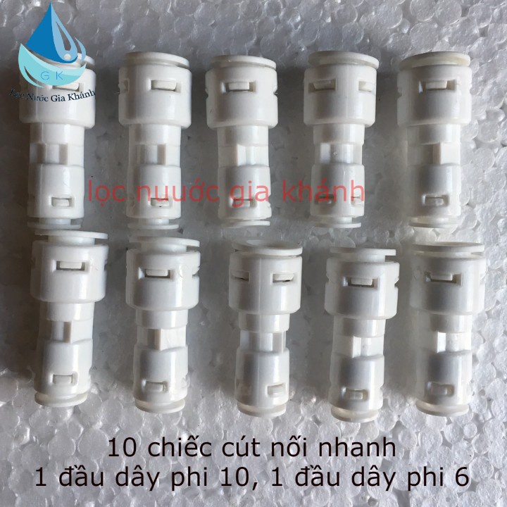 combo 10 cút nối nhanh 2 đầu dây phi 10-phi 6