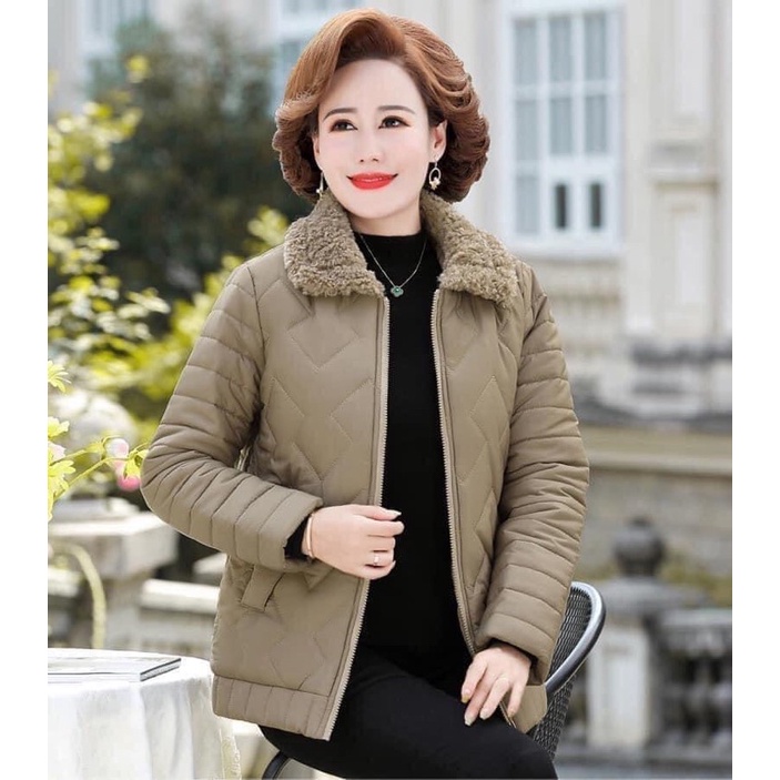 Áo phao bà lót lông (sẵn Tím và Nâu)