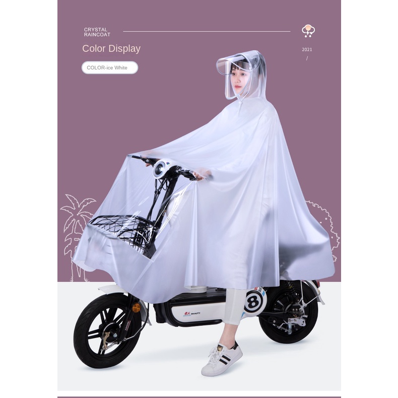 Áo Mưa PVC Dày Trong Suốt Chống Mưa Dùng Đi Xe Đạp Điện Dành Cho Người Lớn