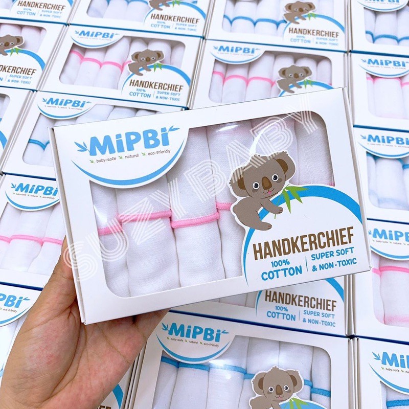 Khăn sữa xô cotton hộp Mipbi 3 lớp - 4 lớp