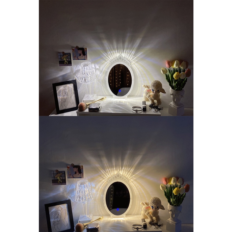 Gương trang điểm để bàn phòng ngủ tích hợp ánh sáng đổi 3 màu