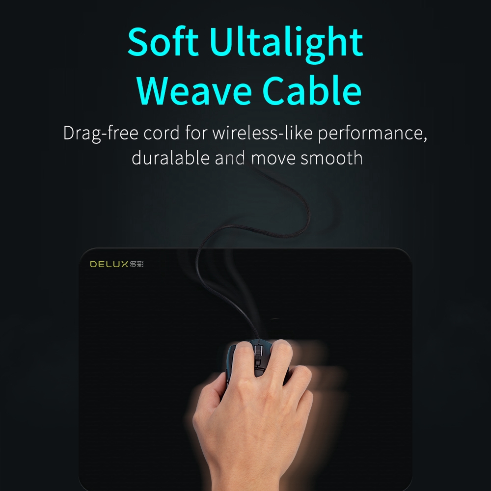 Chuột Chơi Game Không Dây Delux M800 RGB 2.4Ghz 16000 DPI 1000Hz Kèm Dây Cáp Mềm