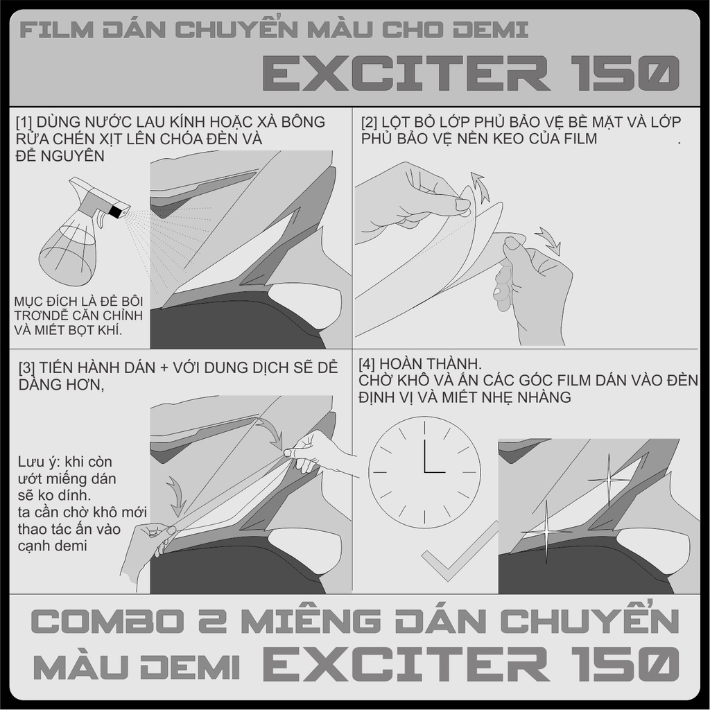 Miếng dán ĐÈN ĐỊNH VỊ cho xe Exciter 150  chuyển màu PVC cao cấp chống trầy xước Ex 150