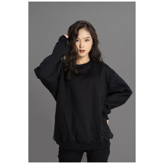 Áo sweater nỉ trắng đen trơn unisex nam nữ hai màu trắng đen đơn giản chất nỉ ngoại may kĩ phong cách Ulzzang Hàn Quốc
