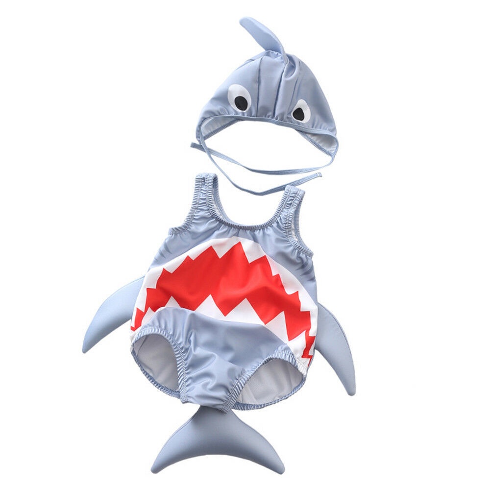 Đồ bơi cá mập cho bé, set baby shark kèm mũ có đuôi, đồ bơi cho bé
