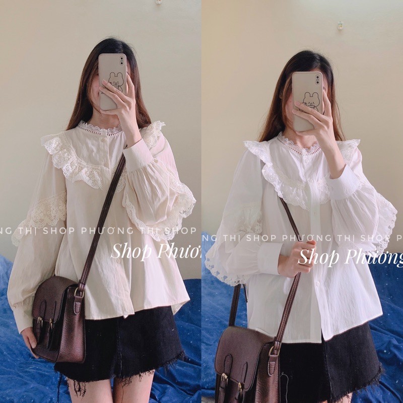 Áo babydoll cánh tiên viền ren tay áo (hình thật/video/sẵn) | BigBuy360 - bigbuy360.vn