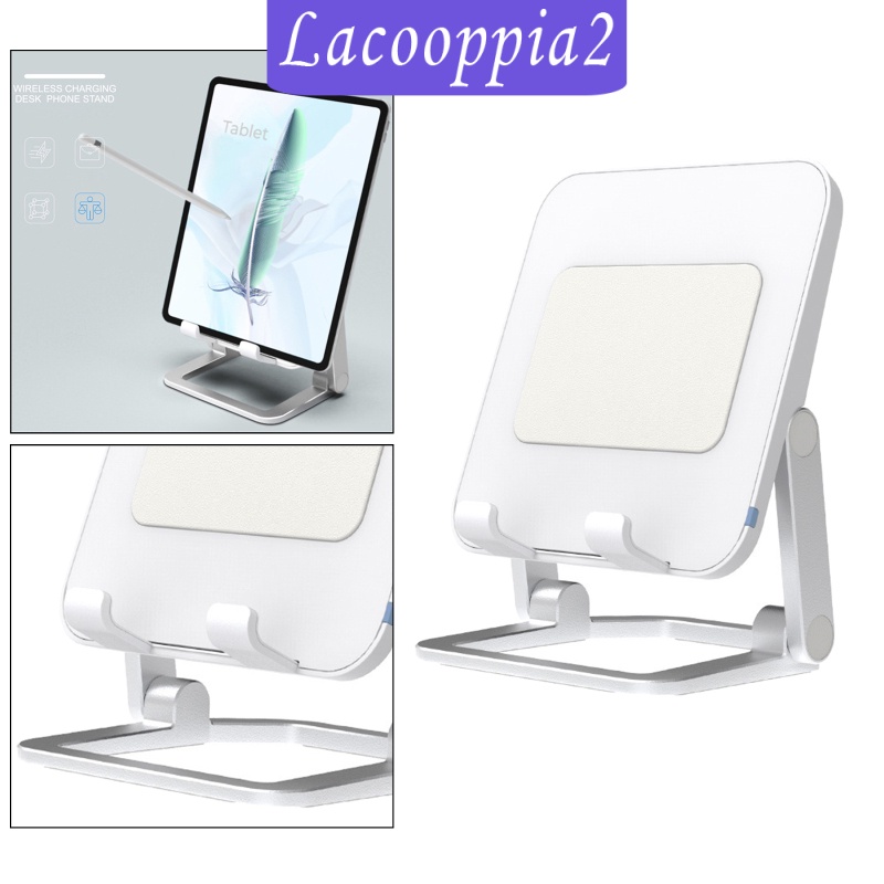 [LACOOPPIA2] Wireless Charger Stand, 2 Coil 15W Fast Wireless Charger Station, Zinc Alloy Wireless Charging Dock for