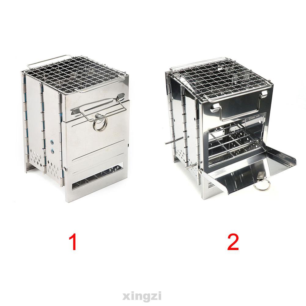 Bếp Nướng Bbq Bằng Thép Không Gỉ Siêu Nhẹ Có Thể Gấp Gọn Tiện Dụng Mang Theo Du Lịch Cắm Trại