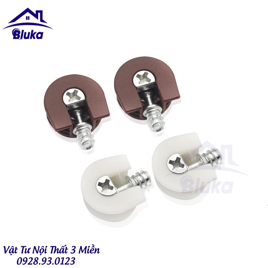 COMBO 500 CHIẾC Chốt Ốc Cam liên kết cam kiều 3 Chốt hãm đợt tròn 3 chi tiết màu trắng đã kèm đủ bộ đi theo