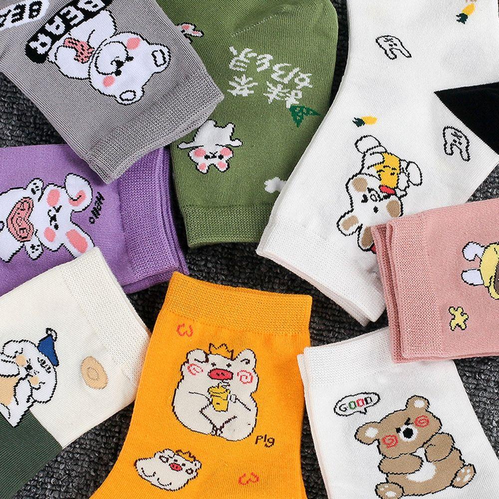 Đôi Vớ Cotton Mềm Mại Thoáng Khí In Hình Gấu Thỏ 26Eddie