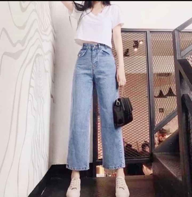 Quần jean baggy ống rộng nắp túi kiểu 3191, kèm hình thật ảnh sàn