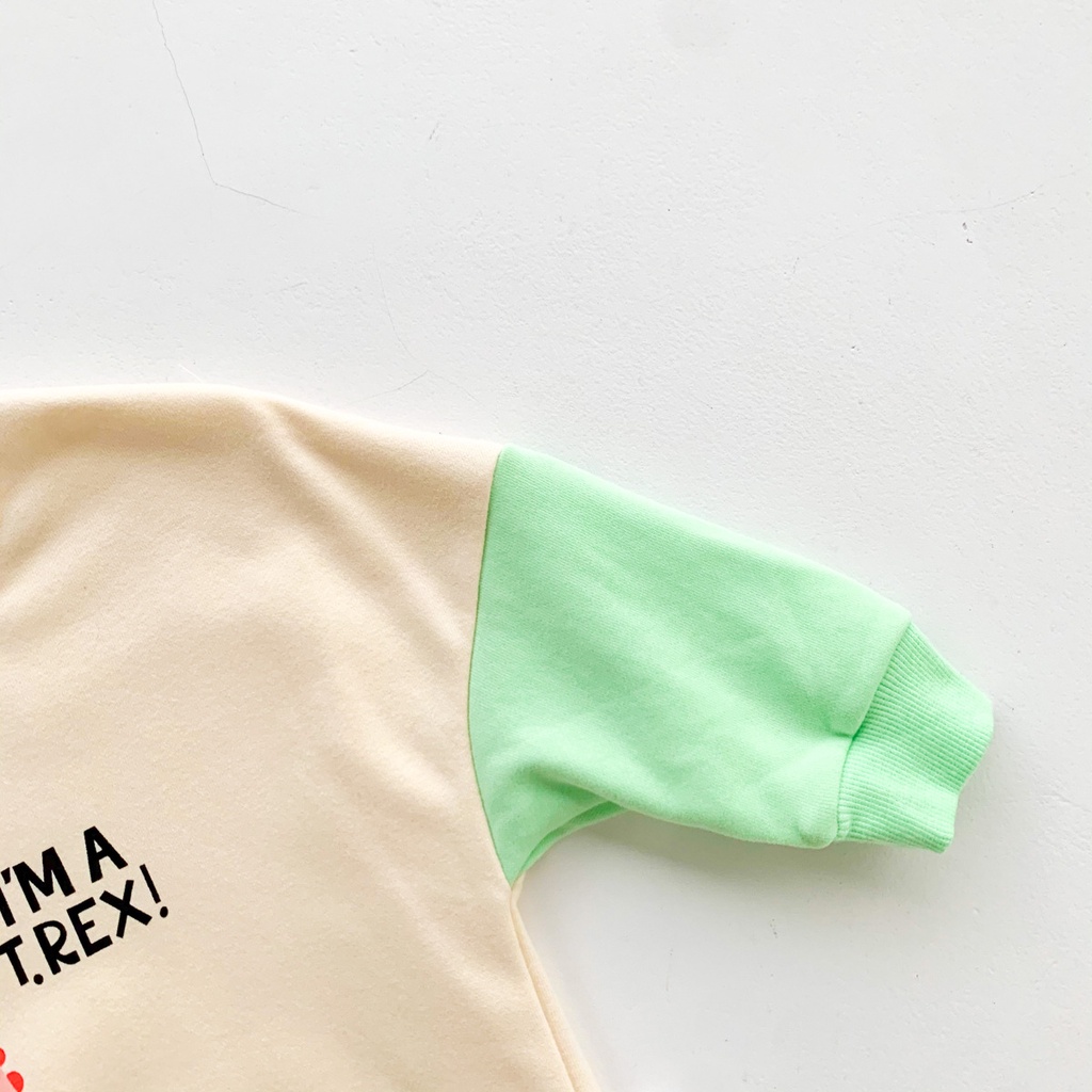 Áo Liền Quần Tay Dài In Hình Khủng Long Hoạt Hình Dành Cho Trẻ Em 0-2 Tuổi