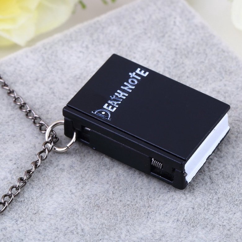 Đồng hồ bỏ túi chuyển động thạch anh thiết kế hình sổ Death Note phong cách vintage có chuỗi dây đeo