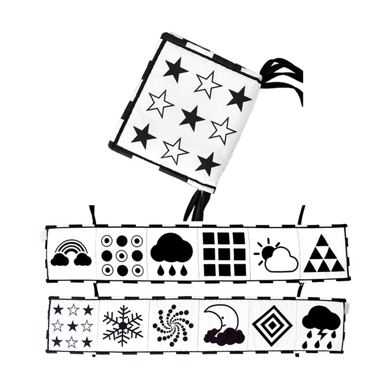 Sách Vải Mềm Mại Hai Mặt Phối Màu Trắng Đen Tương Phản Có Thể Gập Lại Cho Bé Sơ Sinh