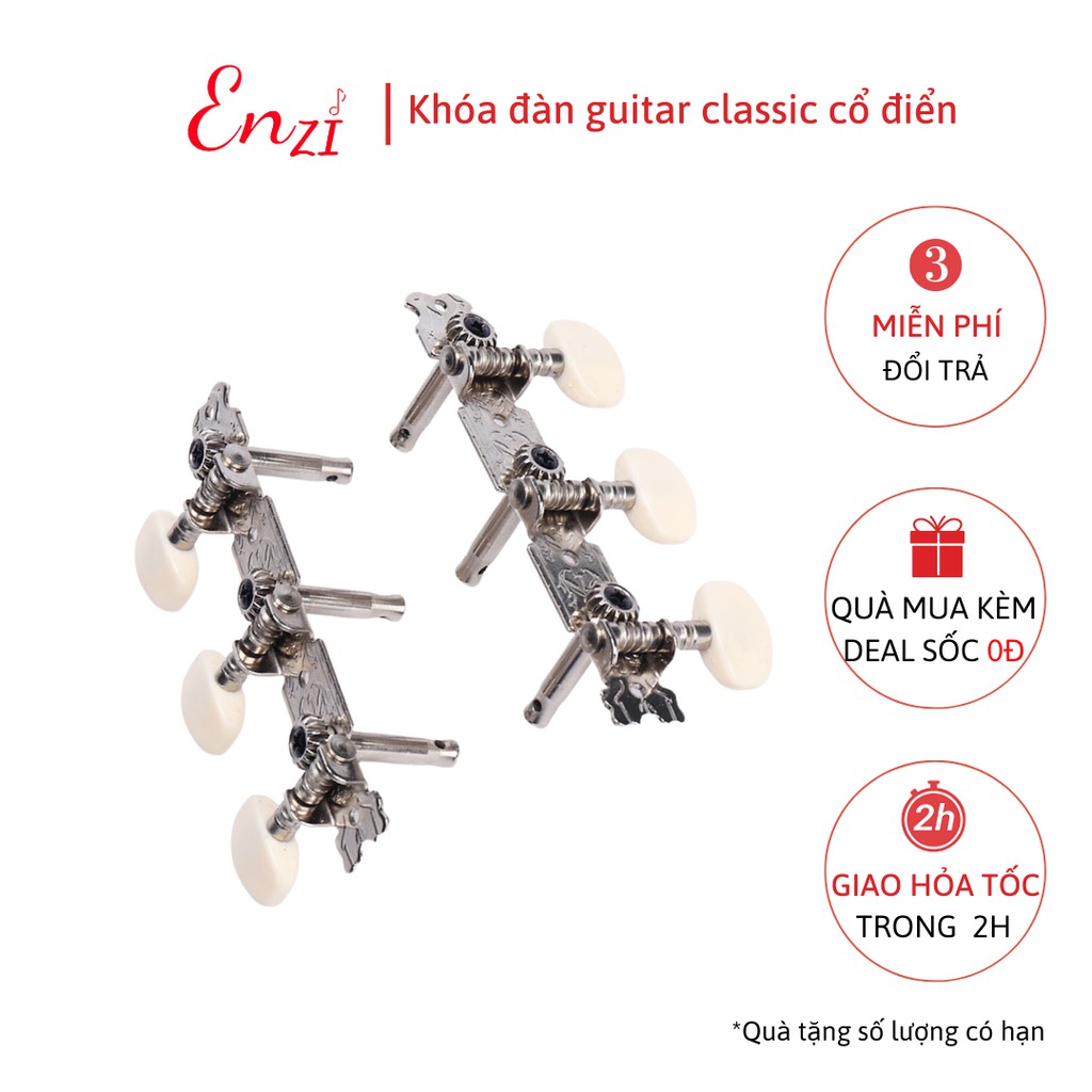 Khoá đàn guitar classic đàn cổ điển nylon có liền 2 vế kèm ốc vít thay thế Enzi