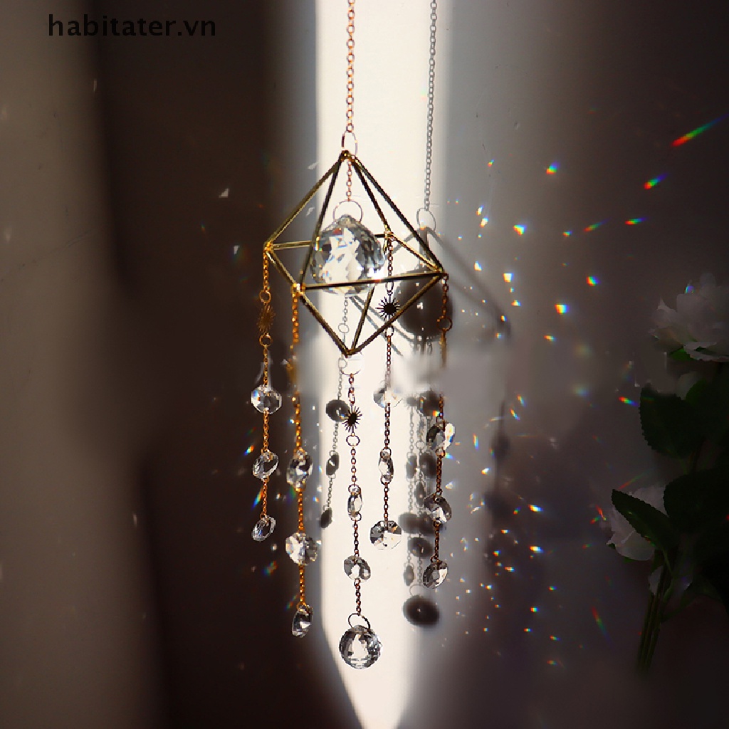 Chuông Gió Đính Hạt Pha Lê Nhiều Màu Hình Mặt Trời