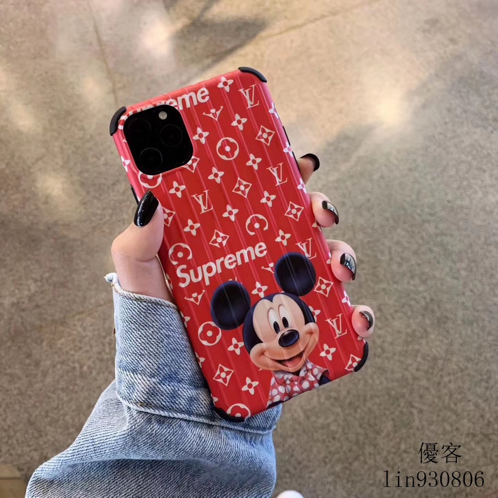 Lv Ốp Điện Thoại Họa Tiết Kẻ Sọc Hình Chuột Mickey Cho Iphone 12 Mini 11 12Pro Max SE2 Mobile