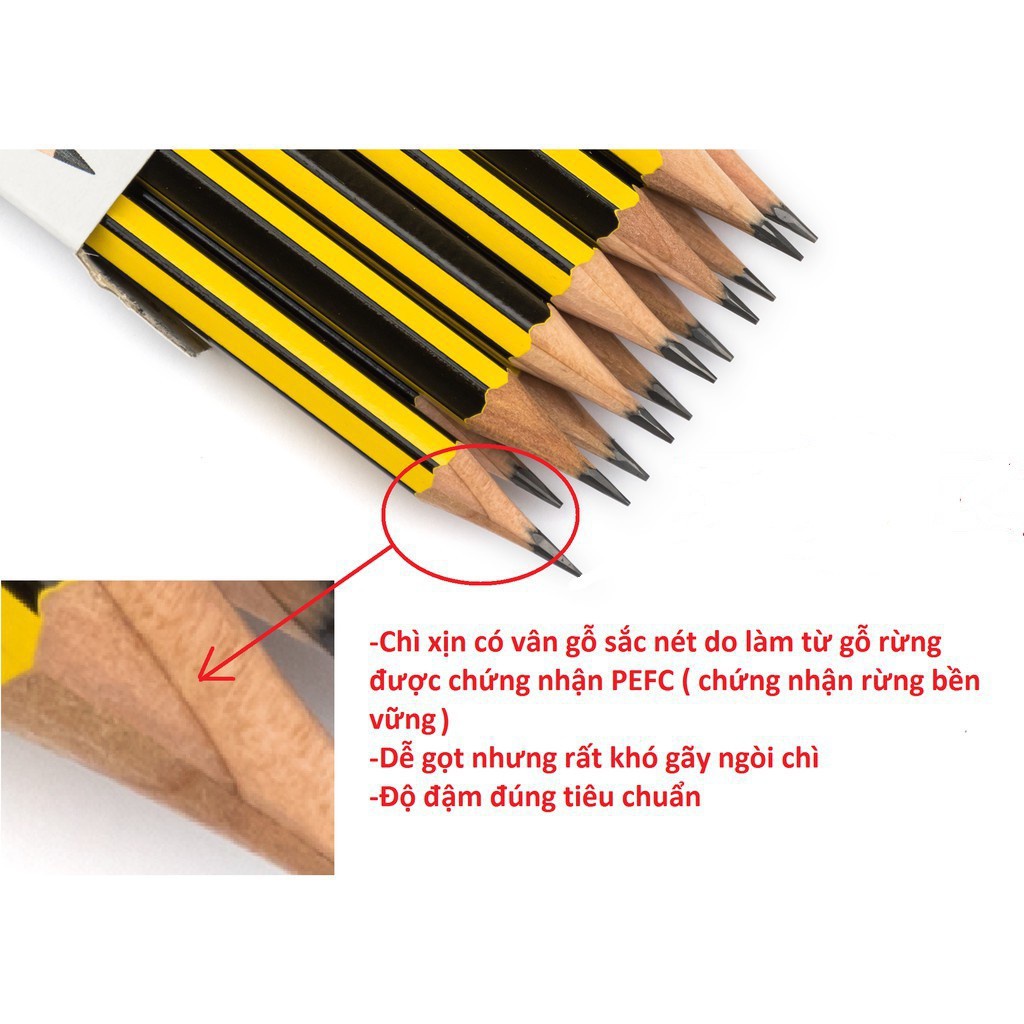 Mua 5 tặng 1 bút chì Staedtler 120-HB/2B (bút Đức sọc vàng đen đầu đỏ)