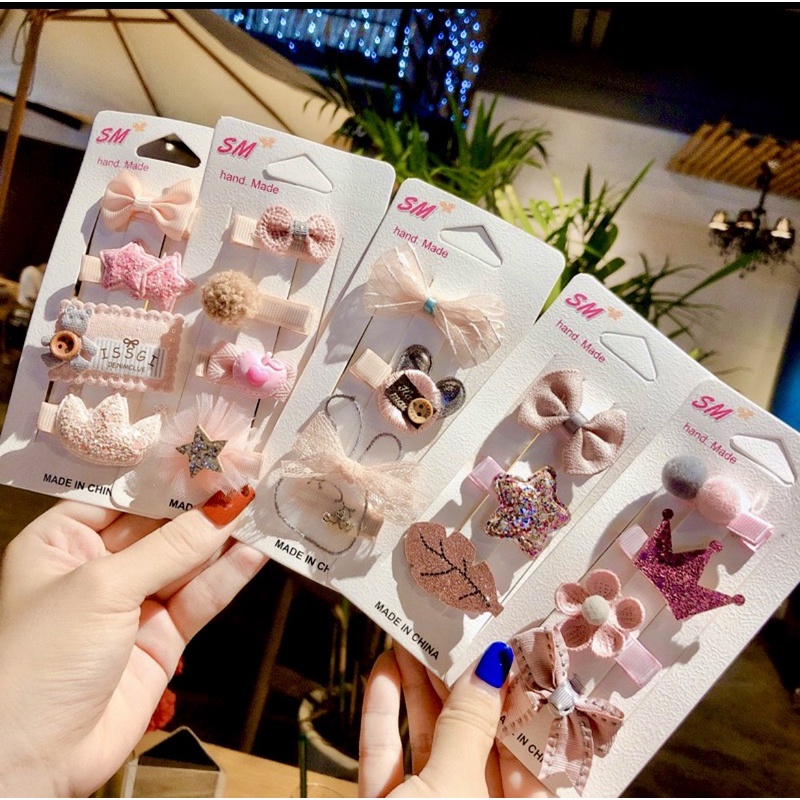Set 4 kẹp tóc xinh xắn, dễ thương phong cách Hàn Quốc cho bé gái (cặp tóc)