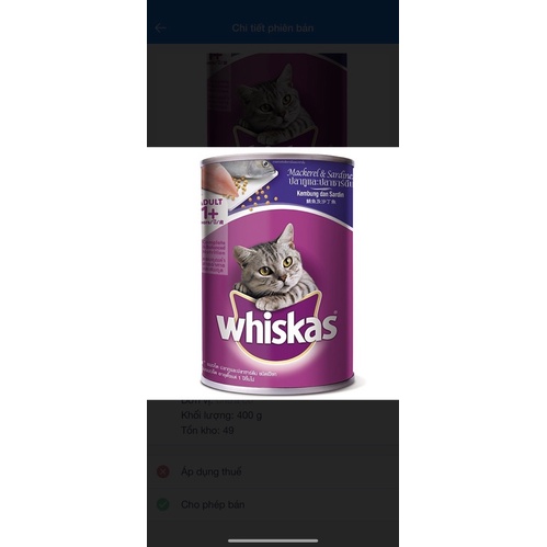 Whiskas Pate lon Whiskas Cho Mèo Mọi lứa tuổi 400g