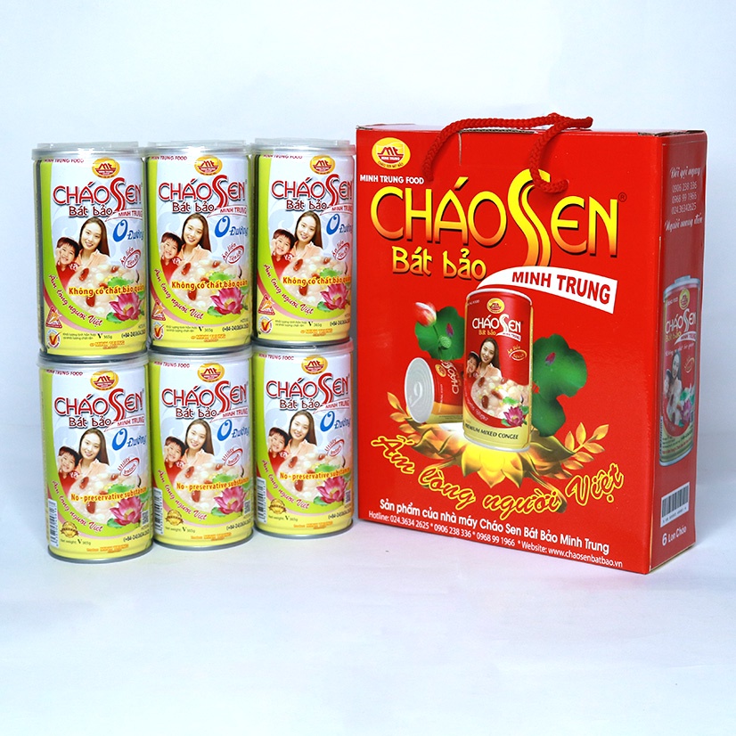 Cháo Sen Bát Bảo Minh Trung Không Đường lốc 6 lon - CSBB 0 Đường 6