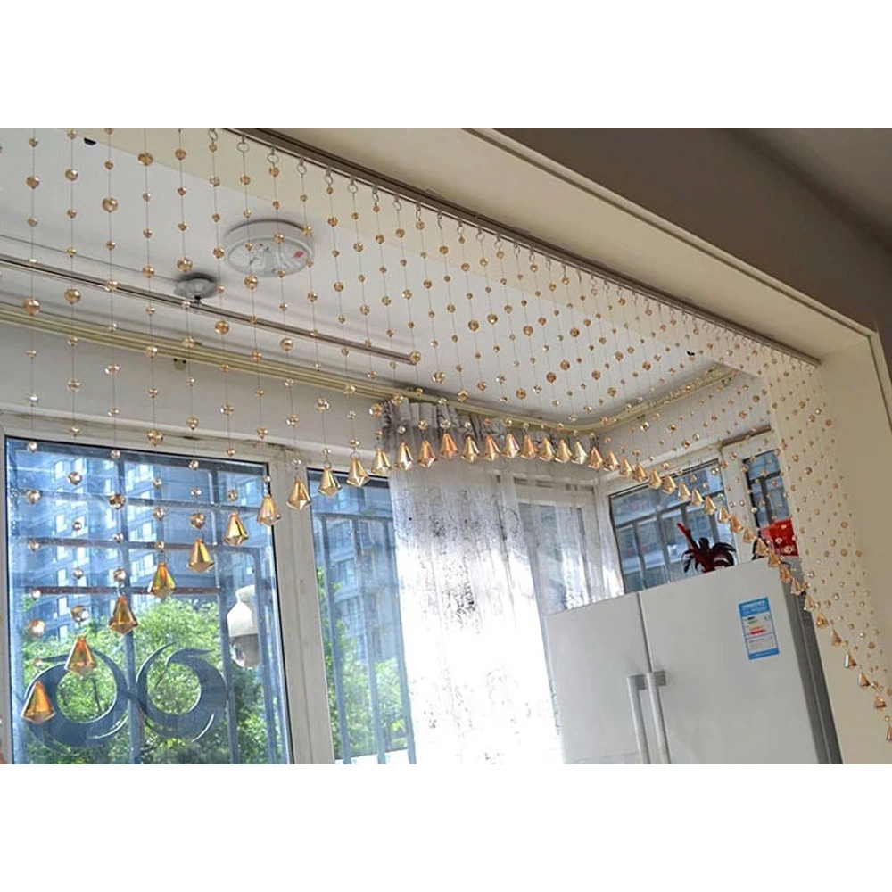 Rèm Cửa Dây Hạt Pha Lê Tròn Nhiều Màu Trong Suốt one Meter
