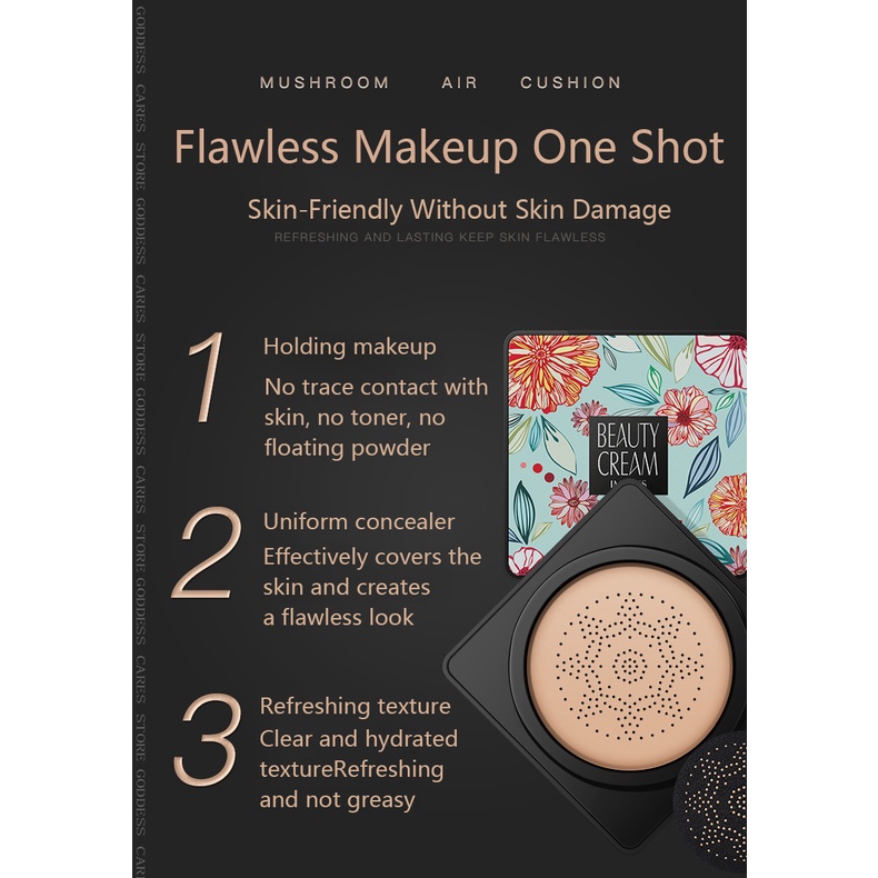 Phấn Nước Air Cushion Bb CC Cream Che Khuyết Điểm Làm Trắng Và Đều Màu Da Với Mút Tán Hình Đầu Nấm Tiện Dụng