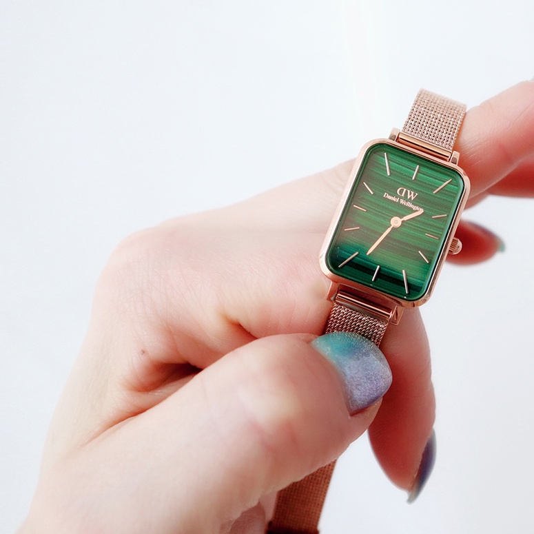 Combo Đồng Hồ Nữ Daniel Wellington Quadro Pressed Melrose Green & Vòng Tay Classic Cuff V1 DW Chính Hãng - OtisWatch