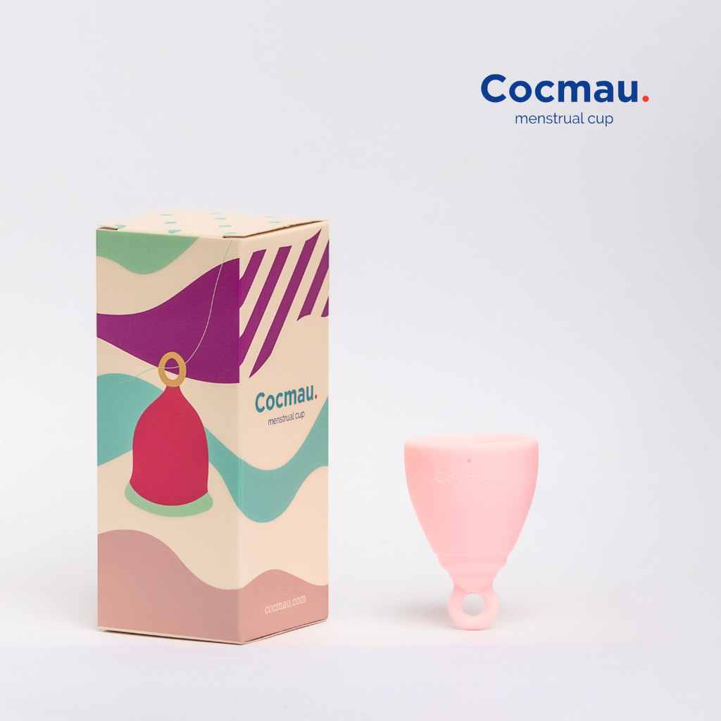 Cốc nguyệt san cải tiến Cocmau - Hồng Pastel - Cuống tròn dễ tháo - Thiết kế vành ẩn nhỏ gọn - 100% silicone y tế