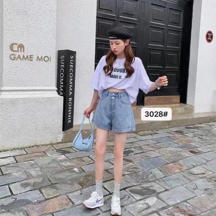 Quần ngố sooc bò jean nữ short jeans cạp cao hàng Quảng Châu phong cách Hàn Quốc sành điệu | BigBuy360 - bigbuy360.vn