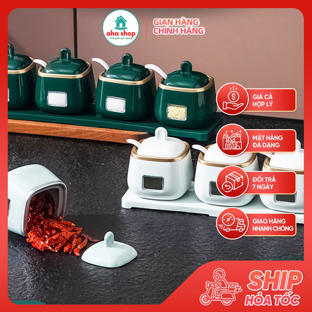 Set 3 Lọ Đựng Gia Vị Thiết Kế Nhiều Ngăn Theo Phong Cách Bắc Âu